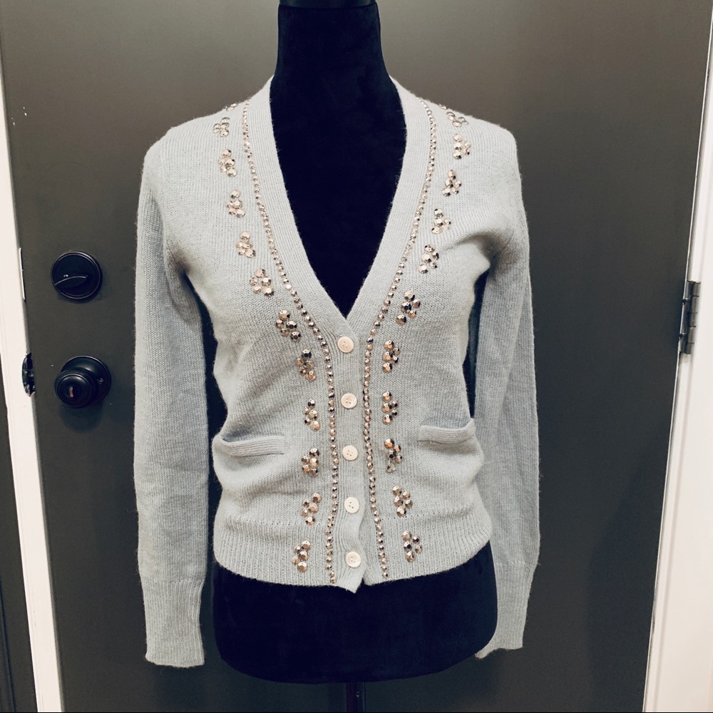 J. Crew alpaca merino blend crystal cardigan s